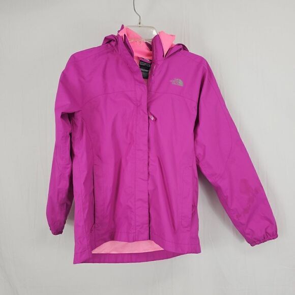 North Face Hyvent Jacket Girls 14/16 Large Hot Pink Rain Waterproof Windproof L - Picture 1 of 8